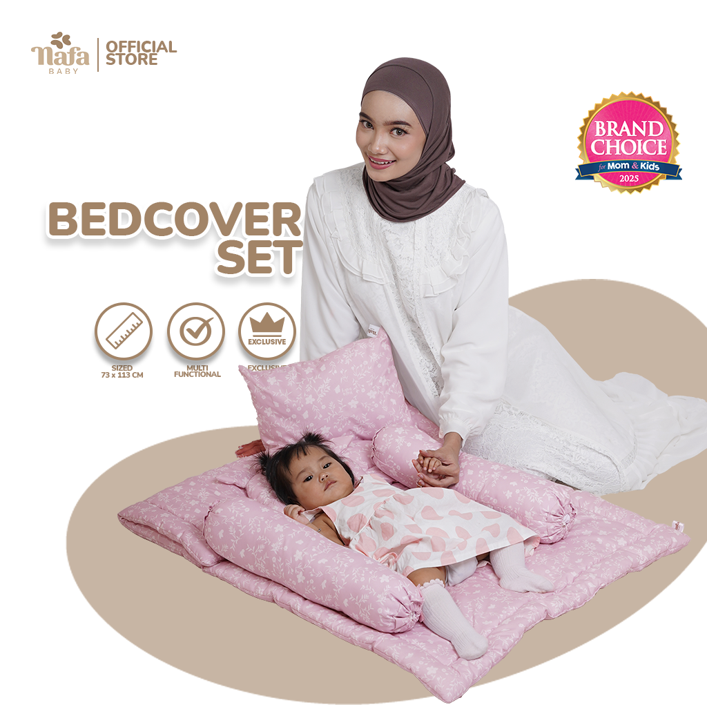 NAFA BABY - Bedcover Set Bayi Bantal dan Guling | Selimut Alas Tidur Bayi Katun Free Tas Penyimpanan