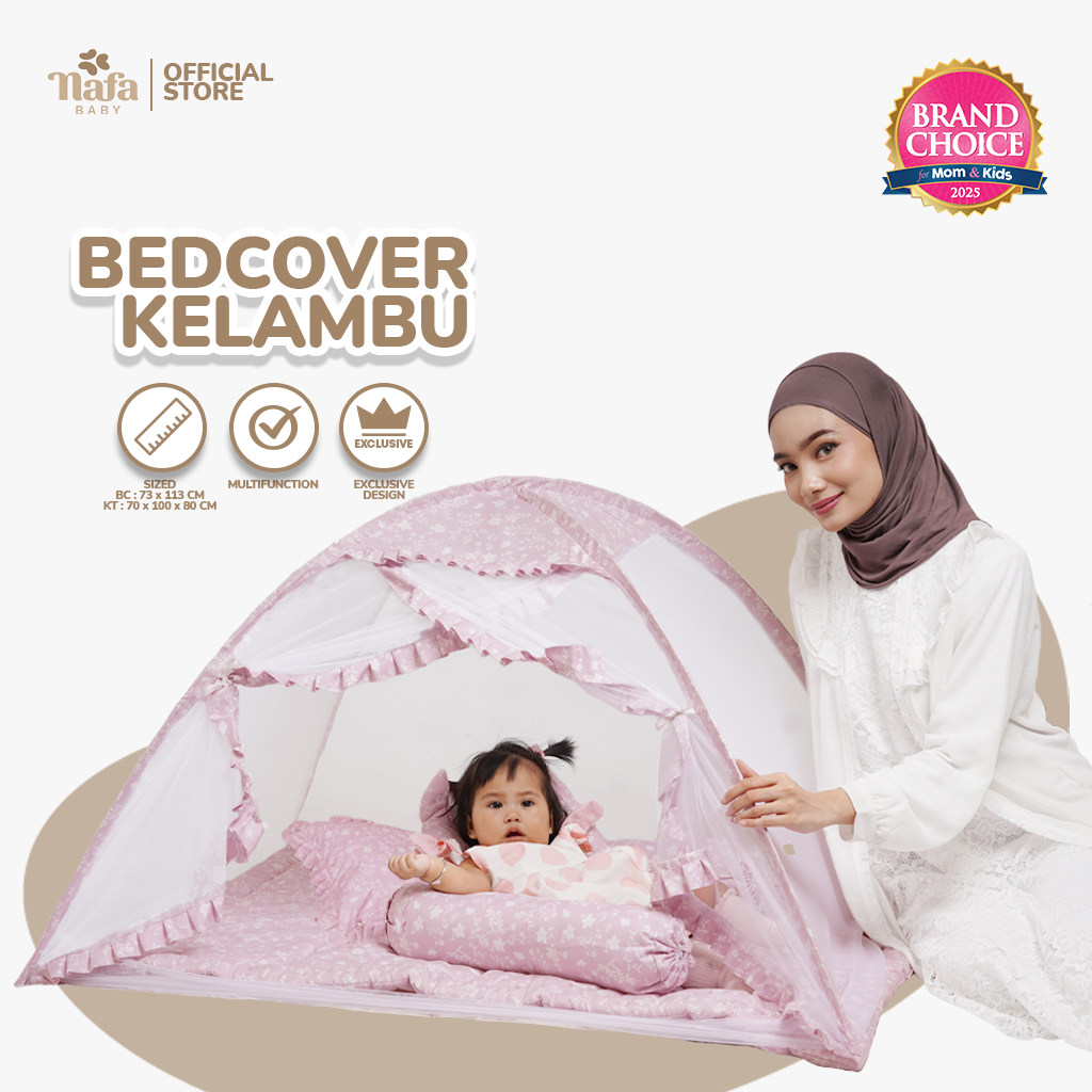 NAFA BABY - Bedcover Bayi Set + Kelambu Tenda Katun | Perlengkapan Tidur Bayi + Kelambu Anti Nyamuk Free Tas Penyimpanan