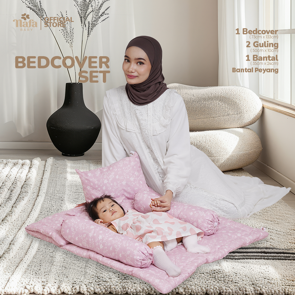NAFA BABY - Bedcover Set Bayi Bantal dan Guling | Selimut Alas Tidur Bayi Katun Free Tas Penyimpanan