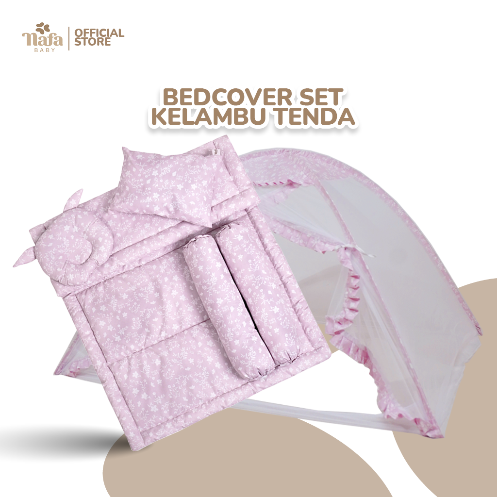 NAFA BABY - Bedcover Bayi Set + Kelambu Tenda Katun | Perlengkapan Tidur Bayi + Kelambu Anti Nyamuk Free Tas Penyimpanan